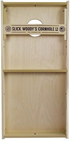 Slick Woody's Professional-Grade Cornhole Boards - 4'x2' Solid Wood Regulation Woodgrain Flag Bean Bag Toss Game with 8 Resin Filled Bags