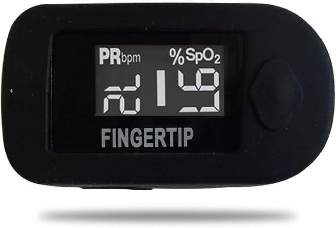 Concord Fingertip Pulse Oximeter with Reversible Display - Blood Oxygen Saturation Monitor with Carrying Case, Batteries and Lanyard - Easy to Use, Accurate SpO2 & Pulse Measurement (Black Ox)