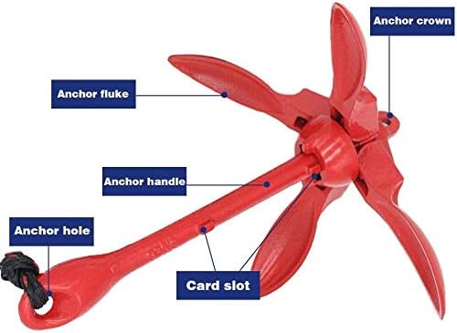 ISURE MARINE Kayak Anchor Kits Portable Folding Grapnel Anchor Buoy Kit Canoe Kayak Raft Boat Sailboat Fishing 3.5 lbs Marine Rope for Small Boats, Kayaks Jet Ski (Red or Green)