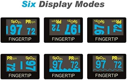 Concord Fingertip Deluxe OLED Pulse Oximeter with 6 way Reversible Display - Blood Oxygen Saturation Monitor with Carrying Case, Batteries and Lanyard - Easy to Use, Accurate SpO2 (Sapphire Blue)
