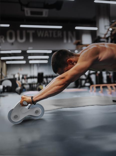 Ab Roller Wheel with Automatic Rebound for Home Gym Core Fitness, Sturdy Abdominal Exercise Equipment, Includes Knee Pad, Perfect for Ab Workouts and Strength Training