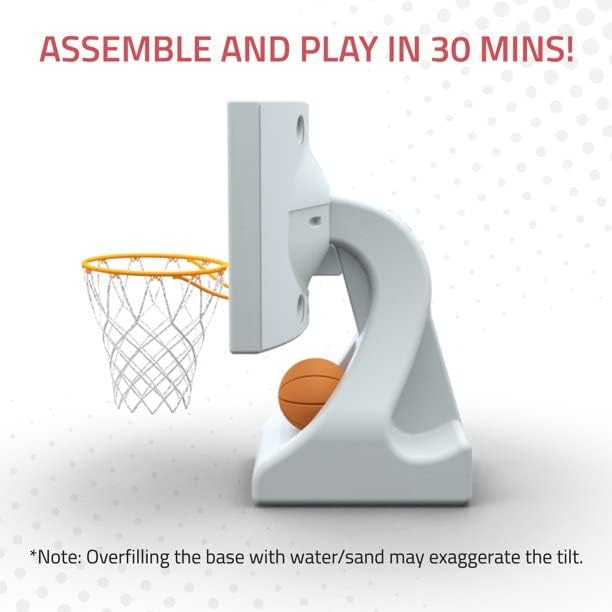 Pool Shot Rock The House Poolside Freestanding 15" Diameter Basketball Hoop, Includes 2 Waterproof Vinyl Basketballs, White