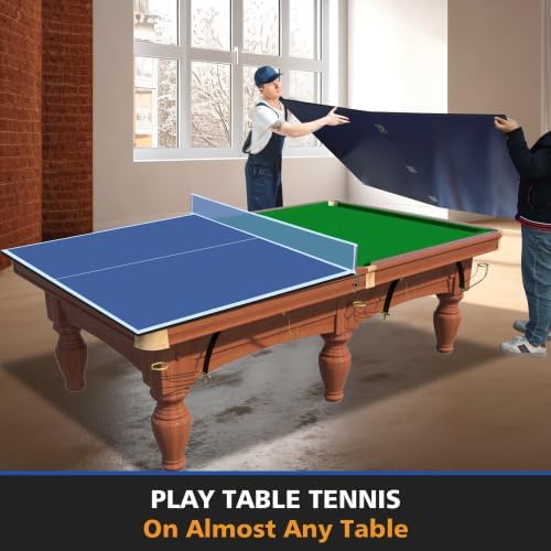 7/8/9ft Mid-Size Ping Pong Conversion Top with Net Set for Billiard and Pool Tables - Regulation Top Converts Billiards into Ping Pong Table Blue/Green/Black