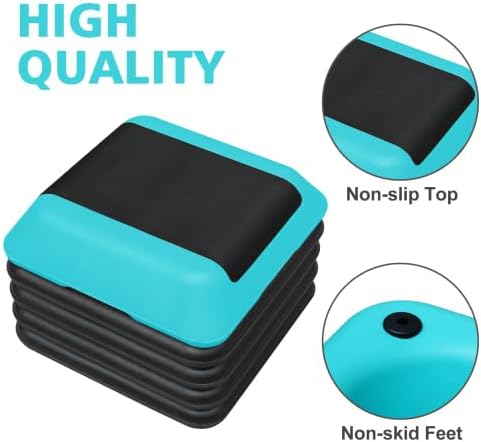 16" x 16" Height-Adjustable Step Aerobics Platform Fitness Equipment Stepper Trainer Exercise Step Platform with 4 Riser