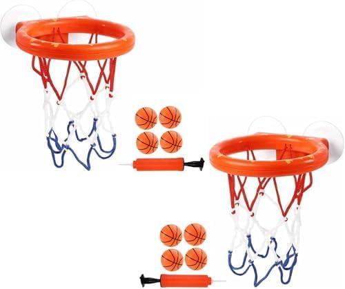 Cyfie Bathroom Basketball Hoop Toddler, 2Pack Basketball Hoop Mini for Bathroom Bedroom, Fun Bathtub Bath Toys with 8 Balls for Kids Girls Boys