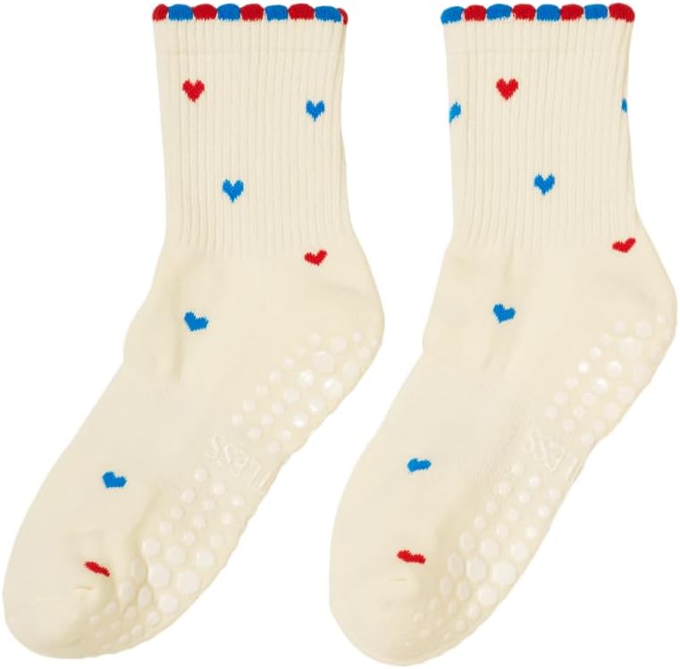 Crew Half Calf Grip Socks, Cutest Fruits Pilates Socks, Ruffle socks, Non-Slip, Barre Yoga Fitness