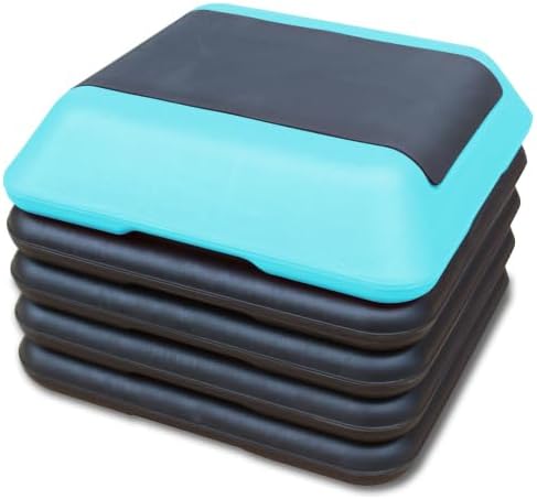 16" x 16" Height-Adjustable Step Aerobics Platform Fitness Equipment Stepper Trainer Exercise Step Platform with 4 Riser