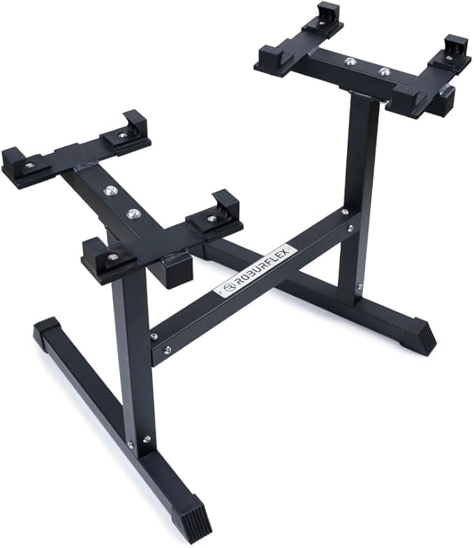 BUNDLE DEAL - Two Adjustable Dumbbells (80LB Black) + Dumbbell Stand + Adjustable Bench (4 items)