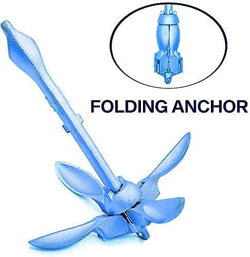 XIALUO Marine Kayak Anchor Kits 7 lb Folding Anchor Accessories with 50 ft Rope for Fishing Kayaks, Canoe, Jet Ski, SUP Paddle Board and Small Boats