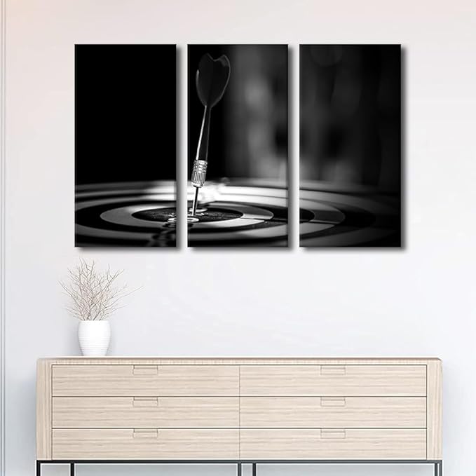 Retro Canvas Prints Dartboard Wall Art Paintings Motivational Posters Stretched Goal Achievement Concept Pictures for Living Room Modern Home Decor Framed Wall Art Decorations Ready to Hang, 28"Wx42"H