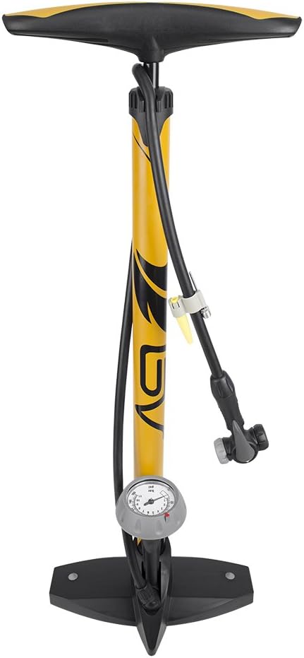 BV Bicycle Pump Durable Bike Floor Pump 17/24 inch Smart Valve Head, 160 psi, Automatically Reversible Presta and Schrader