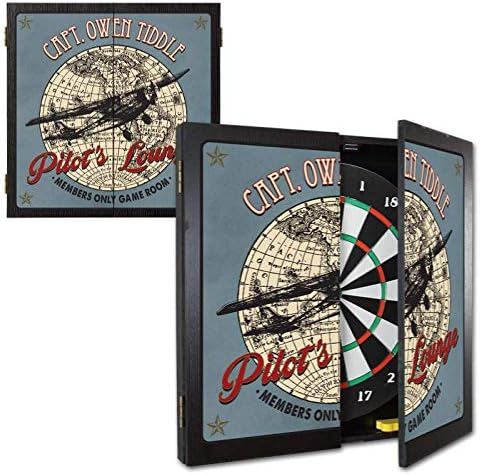 THOUSAND OAKS BARREL CO. | Personalized Dartboard & Cabinet Set with 6 Steel Tip Darts