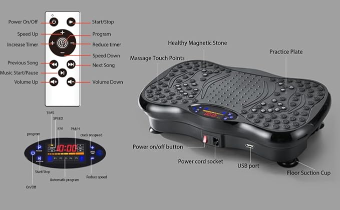 3D Bluetooth Vibration Plate - 5-in-1 Fitness Machine for Weight Loss, Shaping, Muscle Toning | Lymphatic Drainage & Strain Relief | 2 Ropes + 5 Bands | 330lb Max Load