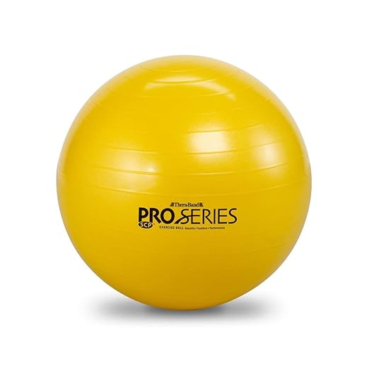 THERABAND Standard Exercise Ball, 18" Yellow Stability Trainer for 4'7"–5' Users, Yoga & Pilates Ball, Balance & Core Trainer, For Athletes Fitness at Gym & Home