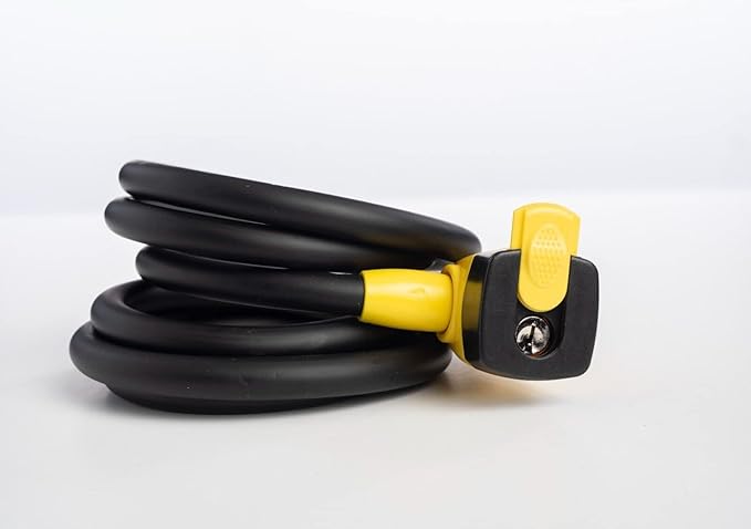 Coiled Bike Lock, Heavy Duty Anti Theft Bike Cable Lock, 6 Feet Long, Secure Bike Lock with Key and Bracket, Designed for Bikes & Scooters.