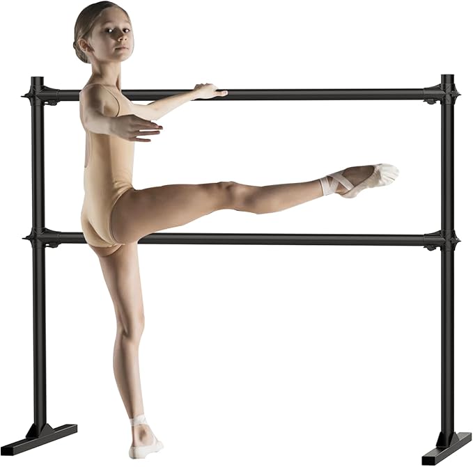 Zlinke 4FT Height Adjustable Ballet Barre, Freestanding Ballet Bar, Heavy Duty Dance Bar Support, Sturdy Construction, Anti-Slip for Kids Adult, Home and Gym Use