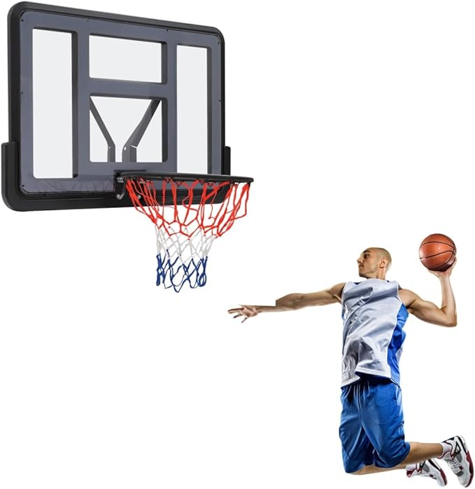 Basketball Backboard & Rim Combo,44“L*30”W Backboard,17.7in Rim Dia,Backboard Goal and Rim Kit for Adults or Kids,Wall Mount Basketball Goal,Shatter Proof PET Backboard