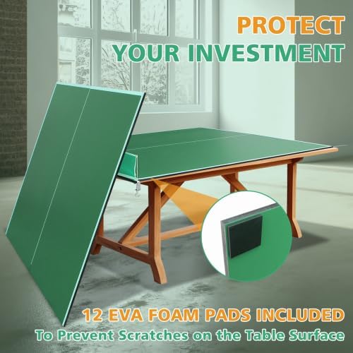 7/8/9ft Mid-Size Ping Pong Conversion Top with Net Set for Billiard and Pool Tables - Regulation Top Converts Billiards into Ping Pong Table Blue/Green/Black