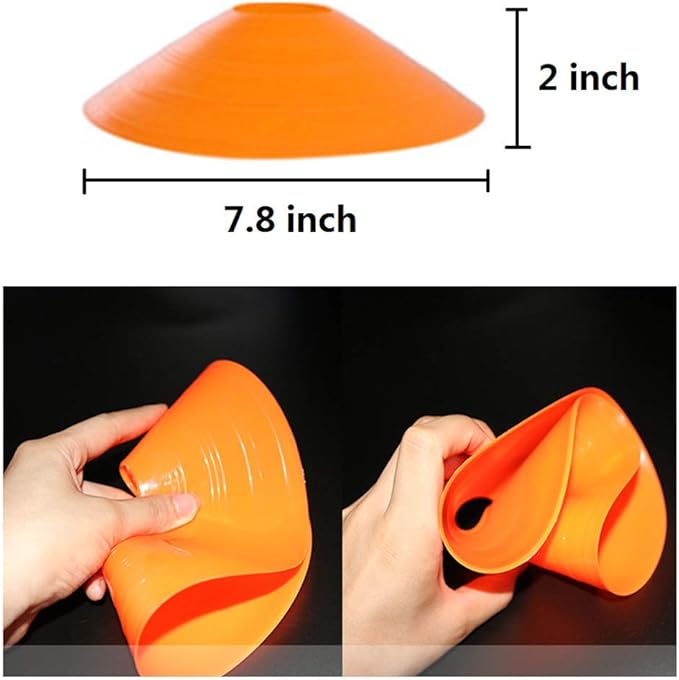 Soccer Cones (50 Pcs), Disc Cone Agility Training Sports Cone Plastic with Carry Bag & Holder for Kids Football Basketball Drills Field Markers, (5 Colors)