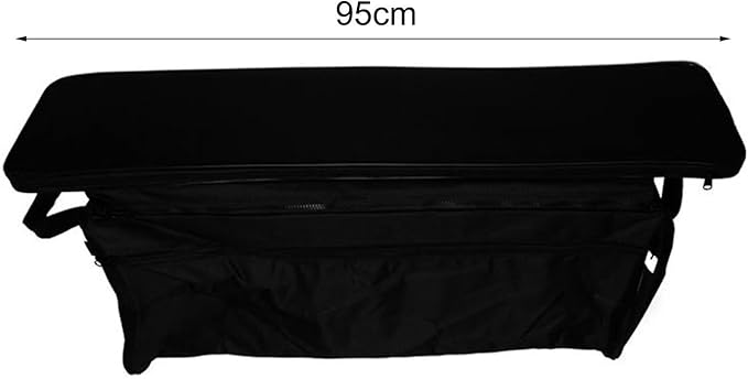 Bench Seat Cover 420D Oxford Seat Storage Bag for Kayak Inflatable Boat, Dinghy Boat Seat Cushion and Underseat Storage Bag with Pockets Grey Thick Sponge Seat Bench Cushion(Black 95cm)