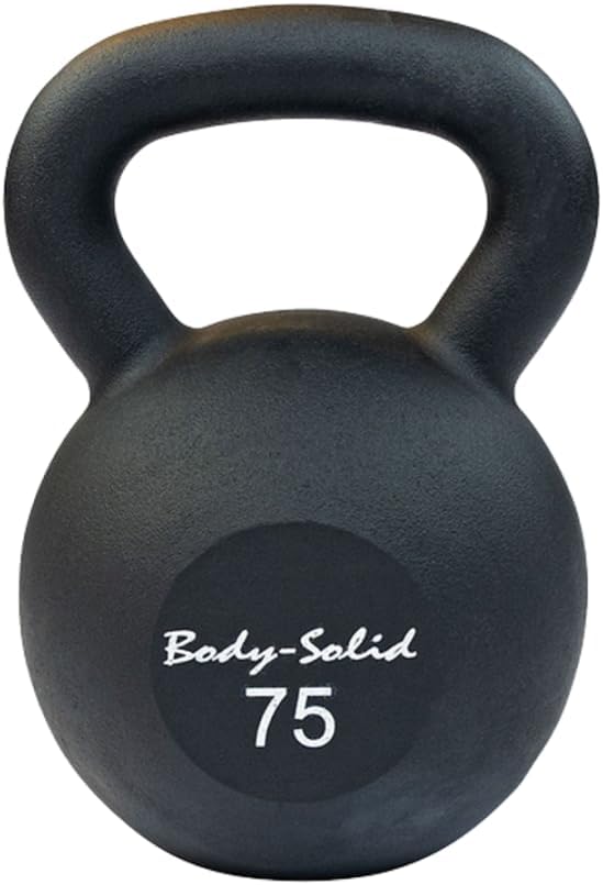 Body-Solid Matte Black Powder Coat Kettlebell with Kettle Grip Handle, Perfect Kettlebells for Weight Training and Core Workout Exercise Equipment