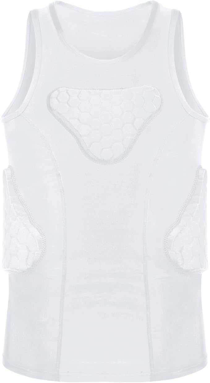 Youth Padded Compression Shirt Rib Protector for Football Protective Gear Baseball Padded Shirt Kid Child Boys