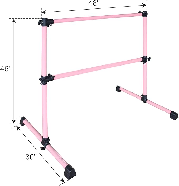 4FT/6FT Freestanding Ballet Barre Wood/Steel Height Adjustable from 7 to 46 inch Ballet Bar Portable Double Dance Bar for Home Workout and Stretch