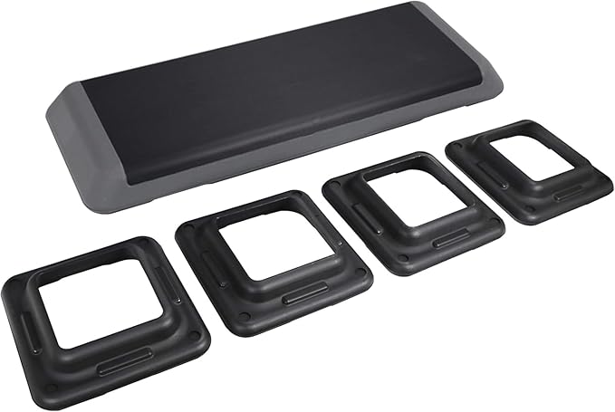 ZENY 43'' Exercise Aerobic Step Platform, Adjustable Fitness Stepper with 4 Stackable Risers, Aerobics Stepper Workout Stepper for Home Gym Cardio Strength & Training
