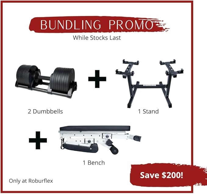 BUNDLE DEAL - Two Adjustable Dumbbells (80LB Black) + Dumbbell Stand + Adjustable Bench (4 items)