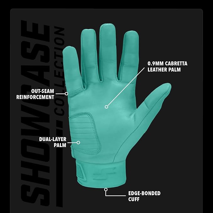SSK Showcase Youth Baseball Batting Gloves - Durable Full Cabretta Leather Glove - 8 Colors