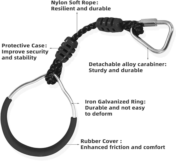 Ninja Ring Fitness Gymnastic Ring Climbing Bar Workout Outdoor Backyard Playground Training Equipment Play Set, Jungle Gym Fist Hanging Swing Monkey Bars Ninja Warrior Obstacle Course Trapeze Playsets