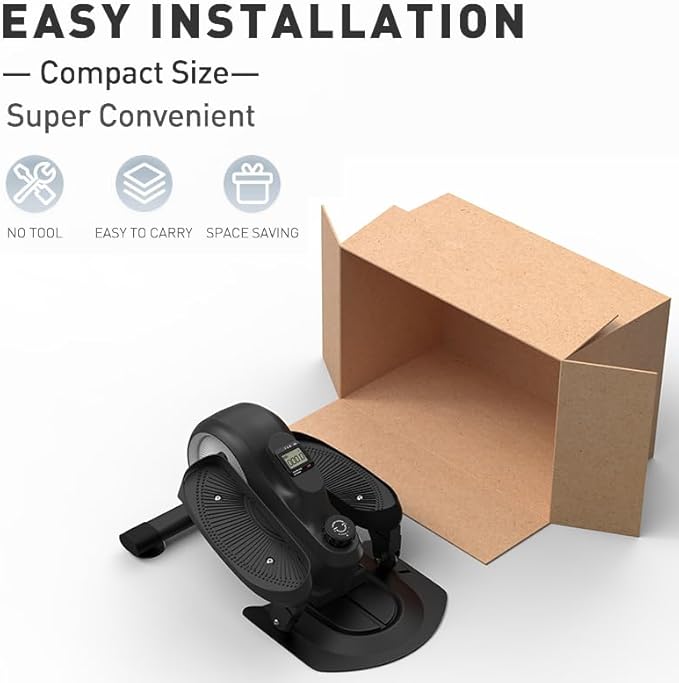 Under Desk Mini Elliptical Electric Leg Exerciser While Sitting for Seniors Elderly, Portable Seated Motorized Foot Bike Pedal Exerciser, Small Compact Elliptical Machine with Resistance Home Fitness