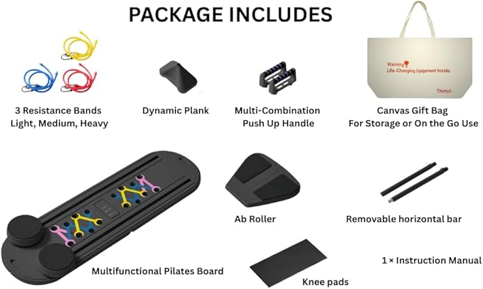 Pilates Reformer Board - Home Gym Workout Set for Core & Full Body Training, Pilates Exercise Equipment, Ab Machone, Compact Fitness Gear for Strength, Toning & Weight Loss
