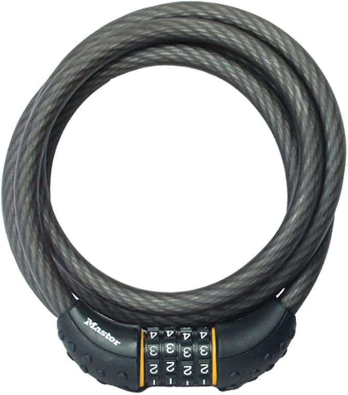 Master Lock Cable Lock, Set Your Own Combination Bike Lock, 6 ft. Long, Black, 8122D