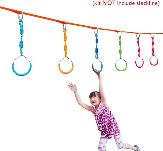 Ninja Ring Fitness Gymnastic Ring Climbing Bar Workout Outdoor Backyard Playground Training Equipment Play Set, Jungle Gym Fist Hanging Swing Monkey Bars Ninja Warrior Obstacle Course Trapeze Playsets