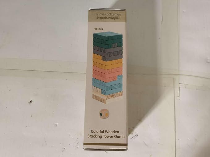 Wooden Blocks Stacking Games, 48PCS Tumbling Stacking Blocks Game for Kids and Families, Wood Colorful Balancing Blocks Montessori Toys for Kids