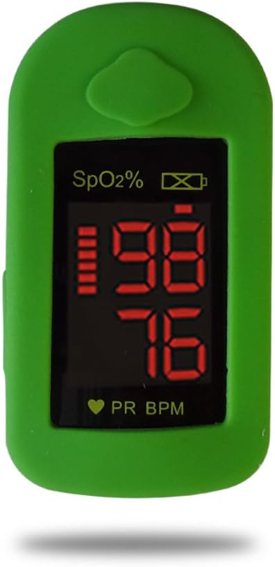 Concord Fingertip Pulse Oximeter with Reversible Display - Blood Oxygen Saturation Monitor with Carrying Case, Batteries and Lanyard - Easy to Use, Accurate SpO2 & Pulse Measurement (Emerald)