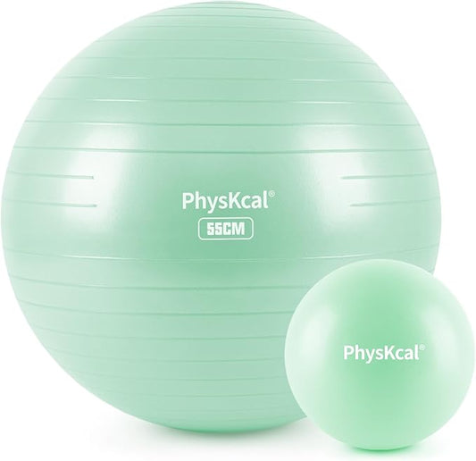Yoga Ball for Exercise, Pilates Set, 4 Sizes Fitness Ball for Workout, Birthing, Pregnancy, Physical Therapy- Pump Included