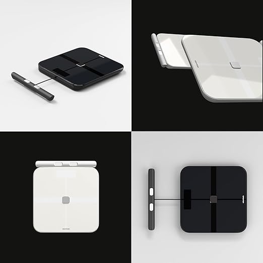 ExerScale AI Smart Scale with Body Weight Prediction, BMI, Body Fat, Muscle Mass, Workout, Food Tracking, Bluetooth Digital Scale with 8 Electrodes, High Accuracy Health Analyzer by EXERCHAIN - Black