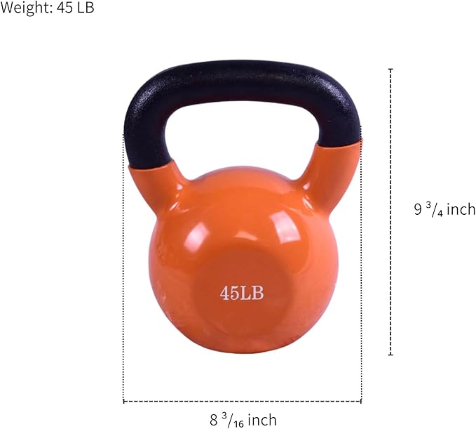 Vinyl Coated Kettlebell - Choose 20, 25, 30, 35, 40, 45 Lbs - Durable, Non-Slip Grip for Home Gym, CrossFit, Strength Training