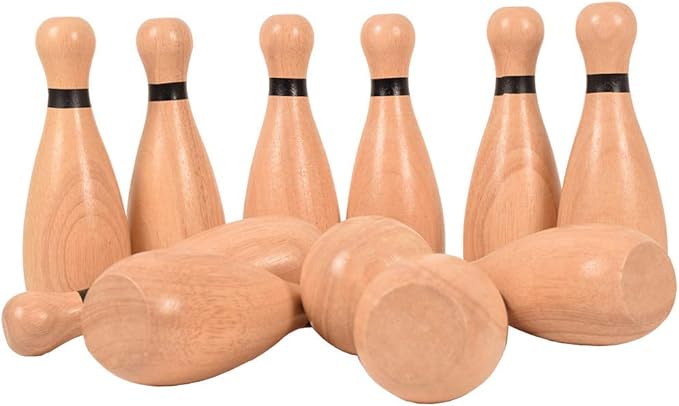 NI-ROU Outdoor Giant Lawn Bowling Games Rubber Wooden Lawn Set Fun Sports Games Outside or Indoor for Family Adults and Kids Backyard Skittles Carrying Bag with 10 Pins and 2 Balls