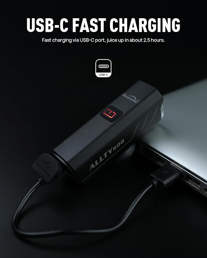 Magicshine Allty Commuter Bike Lights Allty 400, Allty 600, Allty 800 Road Bike Light, USB Type-C Rechargeable, IPX7 Waterproof LED Bike Light for Road, Urban Cyclists