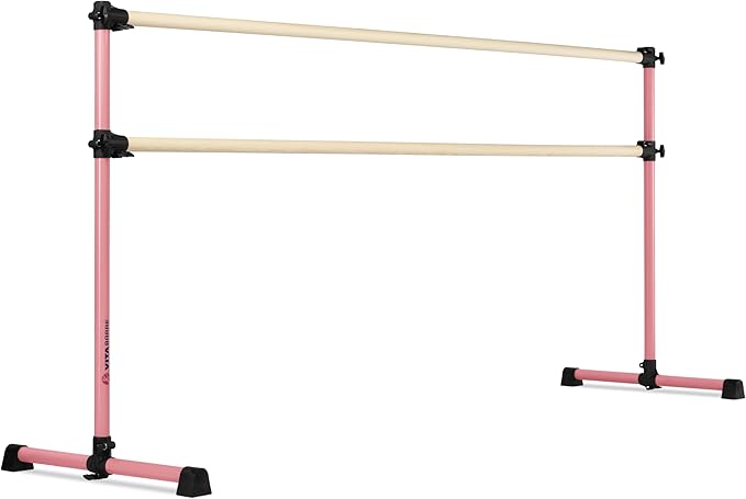 VITA Barre Portable Freestanding Double Ballet Barre, Prodigy, Wood | Adjustable Height, USA Made, Home or Gym Exercise Equipment for Kids & Adults | Dance, Fitness, Pilates