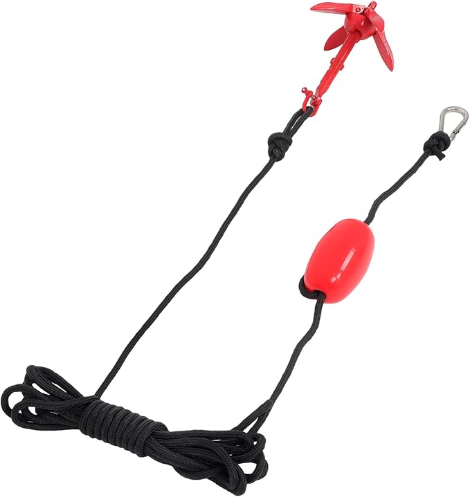 1 Pack 1.5 lb Red Marine Kayak Folding Grapnel Anchor Kit for Small Boats Kayaks Canoe Paddle Boards