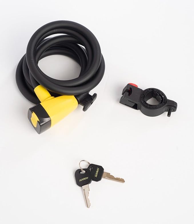 Coiled Bike Lock, Heavy Duty Anti Theft Bike Cable Lock, 6 Feet Long, Secure Bike Lock with Key and Bracket, Designed for Bikes & Scooters.