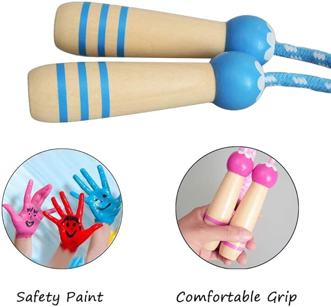 Jump Rope for Kids, Lorvain Adjustable Skipping Rope, Kids Jump Ropes with Wooden Handle for Girls Boys, Weighted Jumping Ropes for Fitness Workout Exercise Outdoor Fun Activity