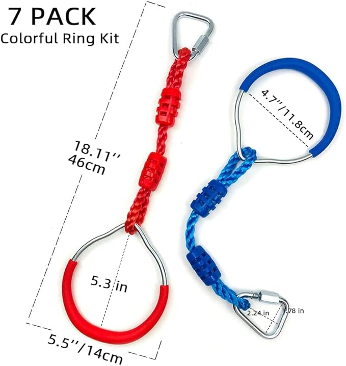 Ninja Ring Fitness Gymnastic Ring Climbing Bar Workout Outdoor Backyard Playground Training Equipment Play Set, Jungle Gym Fist Hanging Swing Monkey Bars Ninja Warrior Obstacle Course Trapeze Playsets