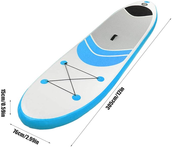 Surfboard Water Sport Stand Up Paddle Surfing Board Surf Tool Folding Portable Inflatable Surfboard for 305x76x15cm Beach Ocean Surf Spot