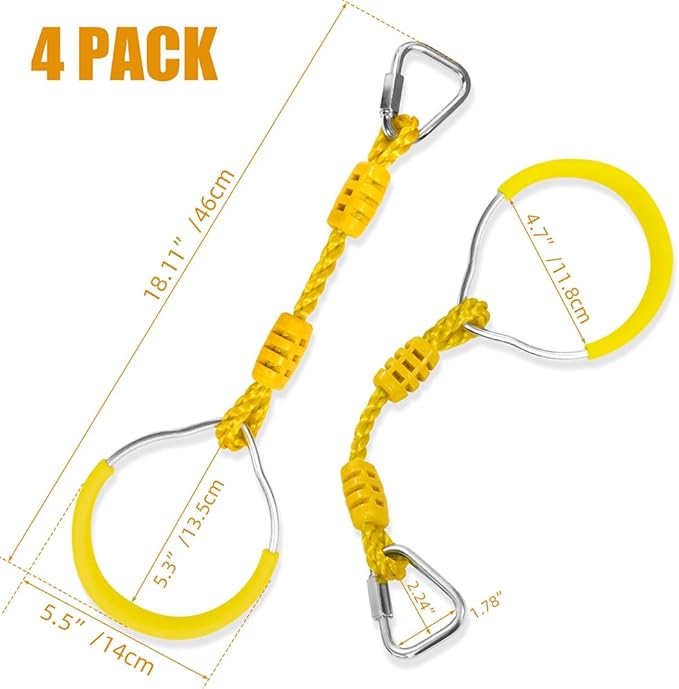 Ninja Ring Fitness Gymnastic Ring Climbing Bar Workout Outdoor Backyard Playground Training Equipment Play Set, Jungle Gym Fist Hanging Swing Monkey Bars Ninja Warrior Obstacle Course Trapeze Playsets