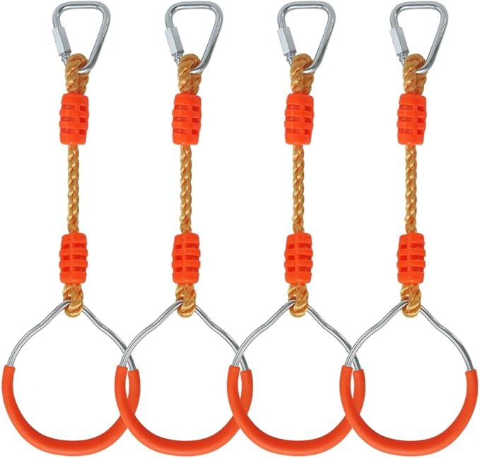 Ninja Ring Fitness Gymnastic Ring Climbing Bar Workout Outdoor Backyard Playground Training Equipment Play Set, Jungle Gym Fist Hanging Swing Monkey Bars Ninja Warrior Obstacle Course Trapeze Playsets